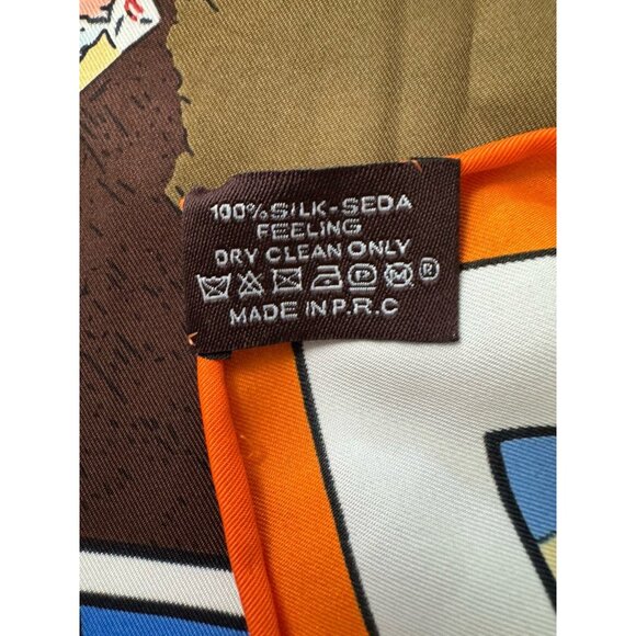 Vtg Comic Book Print Multicolor Silk Scarf Hand Rolled Edge NWOT 35x35 - Picture 10 of 10